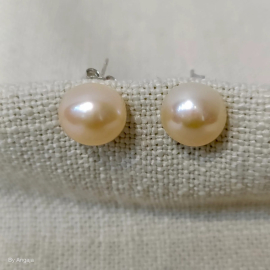 Rose Gold Pearl Silver Studs