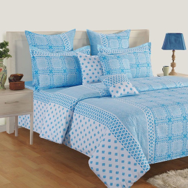 BLUE FASHION FIESTA SWAYAM ZINNIA BED SHEET-15031 - LARGE CUSHION COVER