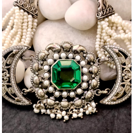 Emerald Pearl American Diamond Chocker