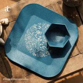 HAMPER - AFTERNOON PATIO – ALL TEAL (PLATE AND BOWL SET) PACK OF 4