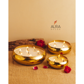 AuraDecor Fragrance Urli Candle for Festivals ( Oodh Fragrance ) All 3 in a Set