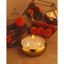 AuraDecor Fragrance Urli Candle For Festivals ( Oodh Fragrance ) Medium ( 4 Wick ) ( 14 * 4.5 cm )