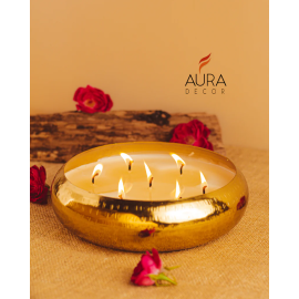 AuraDecor Fragrance Urli Candle For Festivals ( Oodh Fragrance ) Large ( 7 Wick ) ( 18 * 5 cm )