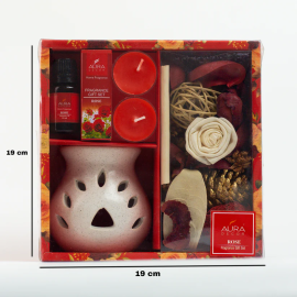 AuraDecor Gift Set New ( GS-16 ) ( Diffuser , Fragrance, Potpourri & 2 Tealights ) Rose