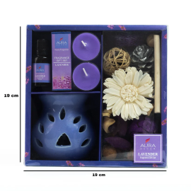 AuraDecor Gift Set New ( GS-16 ) ( Diffuser , Fragrance, Potpourri & 2 Tealights ) Lavender