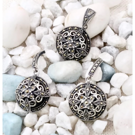 Marcasite Silver Pendant with Earrings