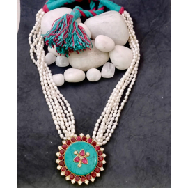 Pearl Turquoise Kundan Ruby Necklace