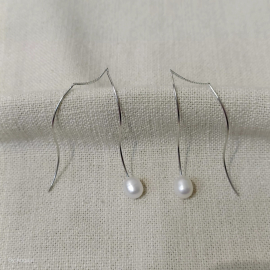 Pearl Silver Earrings (Sui Dhaga)-1