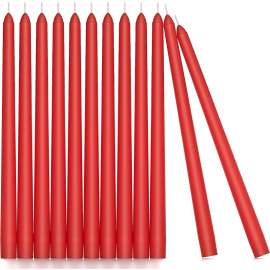 AuraDecor Taper Candles Pack of 12 Red