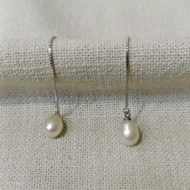 Pearl Silver Earrings (Sui Dhaga)