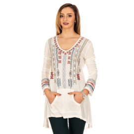 IVORY BLOUSE WITH EMBROIDERY AND KANGAROO POCKETS SIZE ML