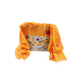 YELLOW FLORAL JUTE BAG