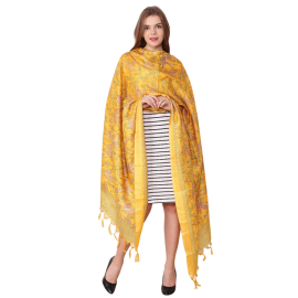 SCARF-SAL CARA, NATURAL SILK TUSSAR, YELLOW COLOR 