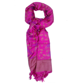 CARA SCARF, NATURAL TUSSAR SILK, CYCLAMEN PINK, UNIVERSAL SIZE