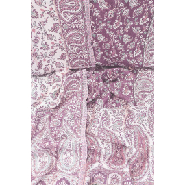 REVERSIBLE PAISLEY ORIENTAL FLORAL INDIA LILAC-BEIGE SCARF