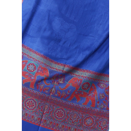 BLUE JACQUARD CASHMERE SCARF WITH ELEPHANTS