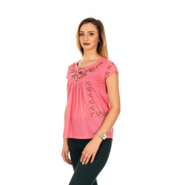 PINK BLOUSE WITH EMBROIDERY, SIZE S