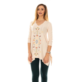 CREAM BLOUSE WITH FLORAL EMBROIDERY SIZE SM