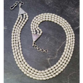 Pearl Silver Necklace With Earrings