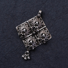 Intricate Square Shaped Silver Pendant