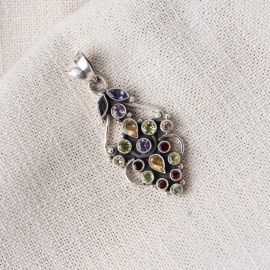Silver Multi Stone Pendant