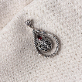 Silver Pendant - Red Ruby