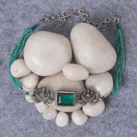 Green Emerald Silver Chocker