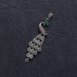 Peacock Marcasite emerald pendant