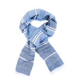 BLEO INDIAN COTTON SCARF WITH WHITE STRIPES