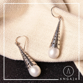 Fresh Water Pearl Silver Earrings-1