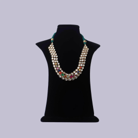 Gold Plated Navratan Kundan Necklace