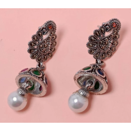 Marcasite Silver Earrings-25