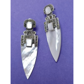 Marcasite White Silver Earrings