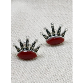 Marcasite Crown Silver Earrings