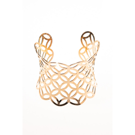 CARA 6CM WIDE GOLD BRACELET WITH GEOMETRIC PATTERNS