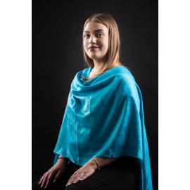 TURQUOISE BLUE COTTON SILK SCARF