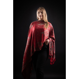 KANI INDIA FLORAL INDIAN MOTIF SHAWL, RED – BEST PASHMINA SHAWL