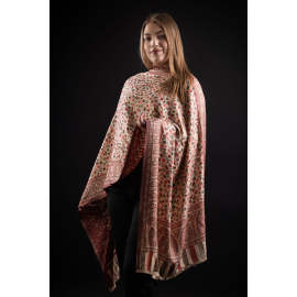 CARA KANI SHAWL INDIA BEIGE BROWN RED – BEST PASHMINA SHAWL