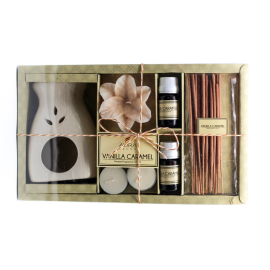 AuraDecor Aroma Diffuser Gift Set with Incense Sticks & Floating Candles (GS-15 Vanilla )