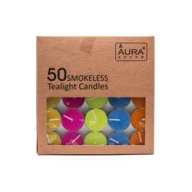 AuraDecor Pack of 50 MultiColour Tealight Candles 1Pkt