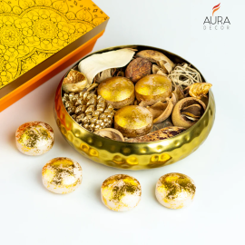 AuraDecor Urli Gift Set with Floating Candles & Potpourri in a Gift Box