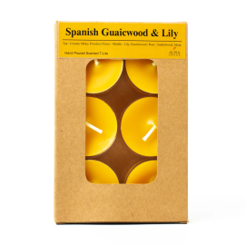 AuraDecor Pack of 6 Acrylic Tealight Candles Spanish Guaicwood