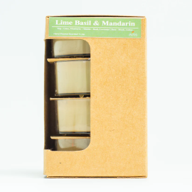 AuraDecor Scented Soy Wax Acrylic Jumbo Tealight Candle Set of 4 Lime Basil Mandarin