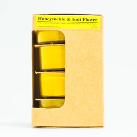 AuraDecor Scented Soy Wax Acrylic Jumbo Tealight Candle Set of 4 Honey Suckle & Indiflower