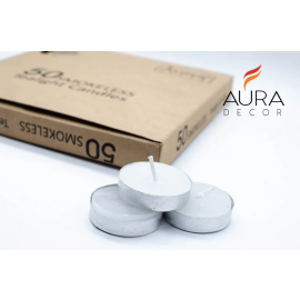 AuraDecor Pack of 50 Smokeless Tealight Candle (Burning Time 2.5 hours approx)