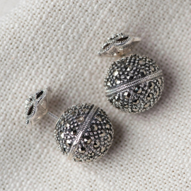 Marcasite Round Silver Earrings