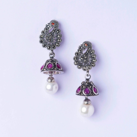 Marcasite Silver Earrings-32