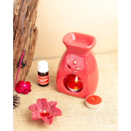 AuraDecor Aroma Diffuser Gift Set with Incense Sticks & Floating Candles ( Red , English Rose )