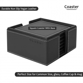 Square Leather Coaster - Black