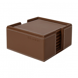 Square Leather Coaster - Coffee Brown